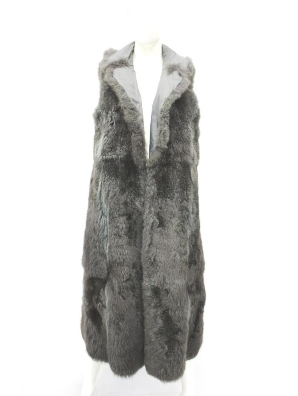 Excellent Gray Opossum Fur Long Vest Women Woman Size 4 Small